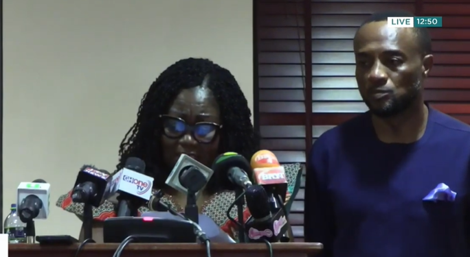 Deputy Minority Leader Patricia Appiagyei,(right) Member of Parliament for Weija Gbawe, Jerry Ahmed Shaib(left)