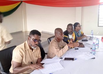 Gomoa Central MP, Kwame Asare Obeng (first from left), and Gomoa Central DCE, Hackman Aidoo (second from left)