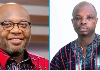 COCOBOD CEO, Dr Ransford Anertey Abbey(left),NPP Bono Regional Chairman Kwame Baffoe Abronye(Left)