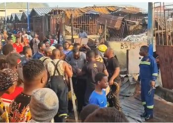GNFS personnel assaulting someone at Kasoa Market