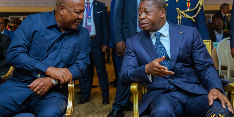 President of Ghana, John Dramani Mahama (L), President of Togo, Faure Gnassingbé (R)