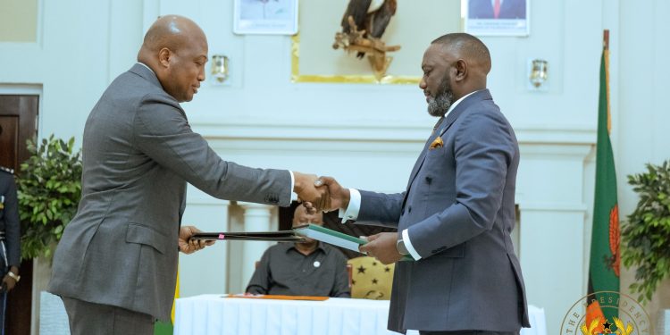 Ghana's Foreign Affairs Minister, Samuel Okudzeto Ablakwa with Zambian's government official