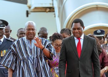 Ghana's President, John Dramani Mahama with Zambia President Hakainde Hichilema
