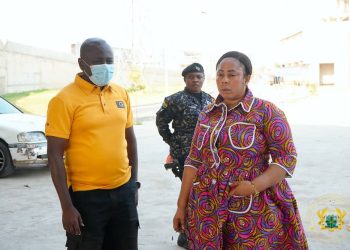 Greater Accra Regional Minister, Linda Ocloo, with her technical team