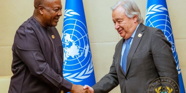 President John Dramani Mahama with United Nations Secretary-General António Guterres