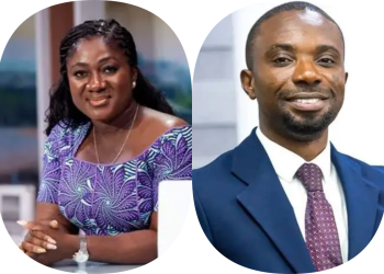 Dennis Miracles Aboagye, Director of Communications for the Bawumia Campaign, Dennis Miracles Aboagye, and Akosua Manu, New Patriotic Party 2024 parliamentary candidate.