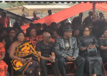 Mourners at the one-week observance of Yaw Sarpong