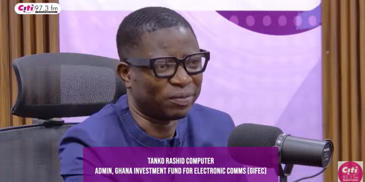 Administrator of the Ghana Investment Fund for Electronic Communications (GIFEC), Rashid Tanko-Computer