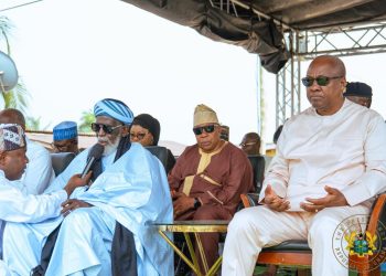 National Chief Imam Osman Nuhu Sharubutu (left) President John Mahama(right),