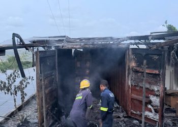 Emergency responders extinguishing container housing solar inverter batteries