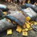 The seized cannabis concealed in charcoal bags