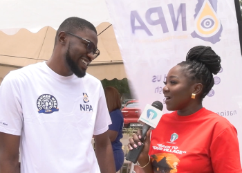 Engineer Johnson Gbagbo Jr., Head of Consumer Data Analytics and Market Intelligence at the National Petroleum Authority  [left], with Eno Safo, Channel One/Citi FM presenter