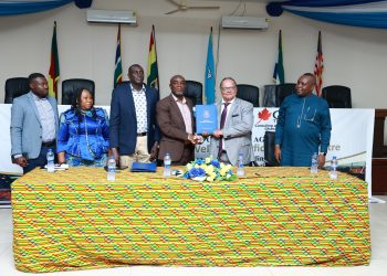 Acting Vice-Chancellor of RMU, Dr Jethro W. Brooks Jr. (third right) exchanging the signed MoU with CPI President Terry Drabiuk.