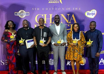 Team Fido proudly display the six awards won at the 2026 Ghana Fintech Awards