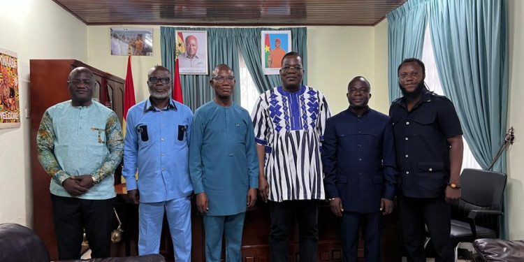 (From Left to Right); Urbain DABIRE, Second Deputy Ambassador of Burkina Faso to Ghana; Timothy Kwaku Gobah; Head of Protocol, ADC;
Dr Stephen Adom; Chairman, Africa Industrial Promotion Committee, ADC; David Kabré; Ambassador of Burkina Faso to Ghana; Ing Dr Bright Atsu Sogbey; President, ADC; Michael Sebastian Nunya Kuwornu; Chairman, African Cultural Heritage, Tradition, Religion & Tourism Committee, ADC.ADC Secretariat, Accra Ghana