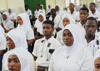 Some freshers at Nusrat Jahan Ahmadiyya College of Education during their matriculation ceremony