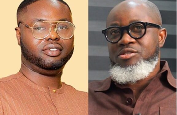 Gabriel Tanko Kwamigah-Atokple, a member of the Council of State and owner of Sesi-Edem Company Limited [Left] and EOCO Acting Executive Director, Raymond Archer [right]