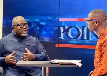 Commissioner-General of the Ghana Revenue Authority (GRA), Anthony Kwasi Sarpong (L) in an interview with Bernard Avle
