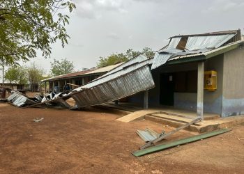 School building affected by the rainstorm