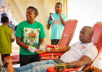 A Patron donating blood