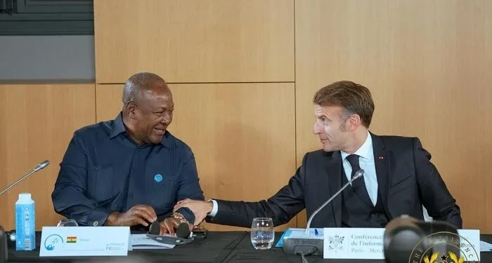 President of Ghana, John Dramani Mahama (left) and President of France, Emmanuel Macron (right)