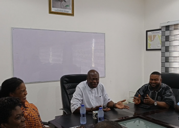, CEO for the Tema Shipyard Limited, Alhaji Osman Sulemana (in white)