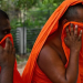 Two of the arrested monks arriving at court on Sunday