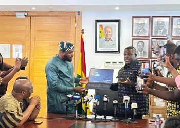 Minister of Communication, Digital Technology and Innovations, Sam Nartey George (right) and his Deputy, Adams Sukparu (left)