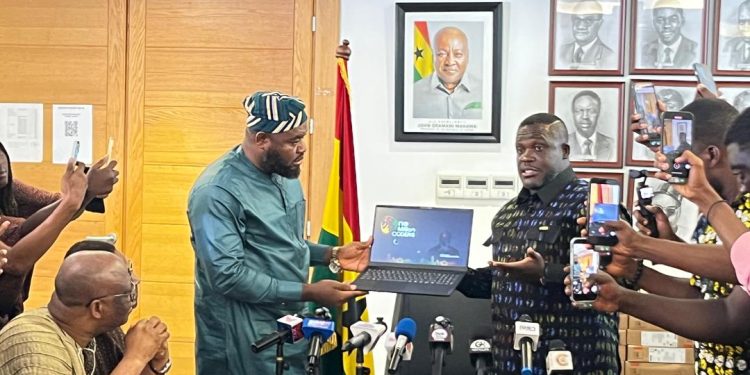 Minister of Communication, Digital Technology and Innovations, Sam Nartey George (right) and his Deputy, Adams Sukparu (left)