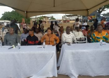 Tema Mayor Ebi Bright and her team engaging residents of Tema