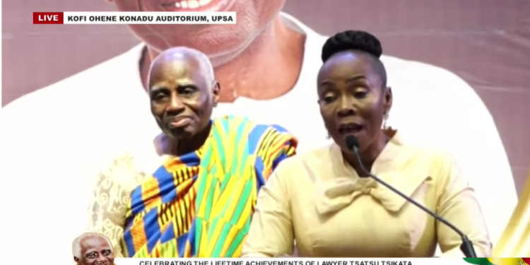 Renowned Ghanaian lawyer, Tsatsu Tsikata with his wife Esther Cobbah