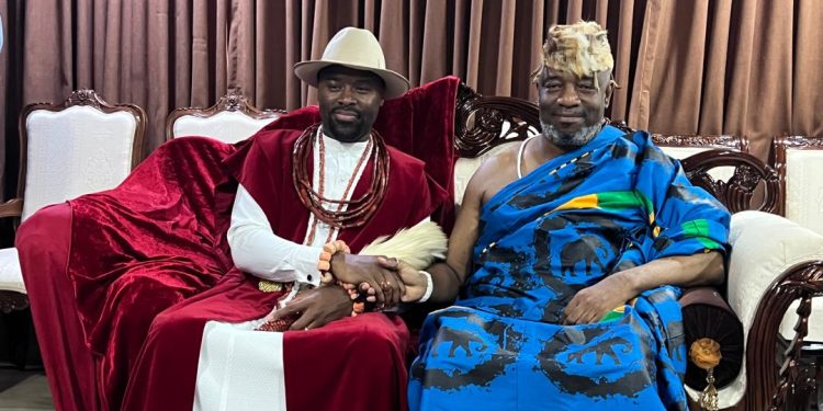 Olu of Warri, Ogiame Atuwatse III(left),Ga Mantse, King Tackie Teiko Tsuru II(right)