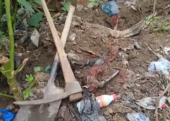 Some of the tools allegedly used to dig the hole
