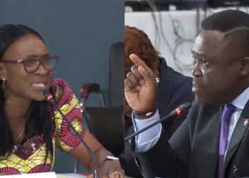 Samuel Nartey George, Minister for Communication, Digital Technology and Innovations [right] Abena Osei-Asare, Chairperson of the Public Accounts Committee [left]