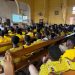Pupils in the Anomabo Catholic church participating in the sensitisation session on responsible festival participation