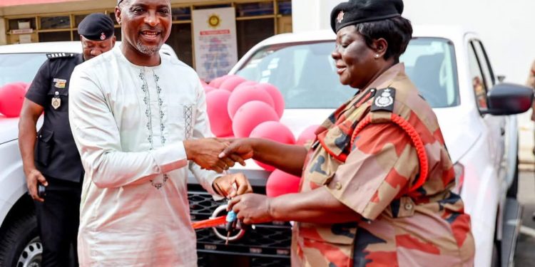 Interior Minister Mohammed Muntaka Mubarak and Chief Fire Officer Daniella Mawusi Ntow Sapong