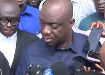 NPP General Secretary, Justin Frimpong Koduah addressing the press