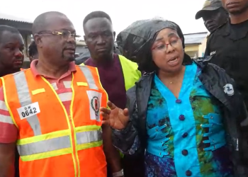Greater Accra Regional Minister, Linda Ocloo engaging officials of the assembly