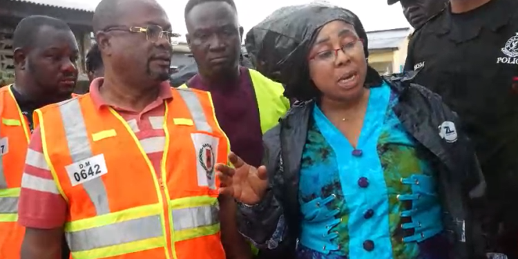 Greater Accra Regional Minister, Linda Ocloo engaging officials of the assembly