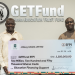 Chief Executive Officer of
JOBerg GH Ltd , Mr Joseph Magnus Marteye(right) presenting cheque to GETFUND