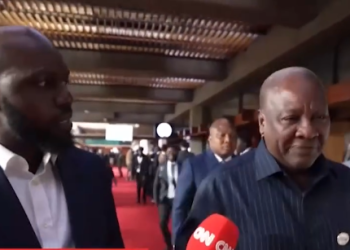 President John Dramani Mahama speaking to CNN's Larry Madowo