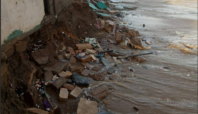 Homes swept away by tidal waves