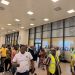 Kwabena Mintah Akandoh, Health Minister with his team at the Accra International Airport