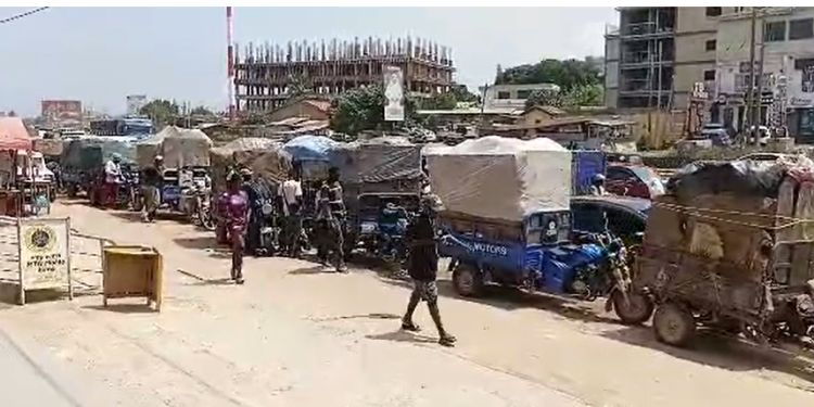 Some of the refuse-laden tricycles