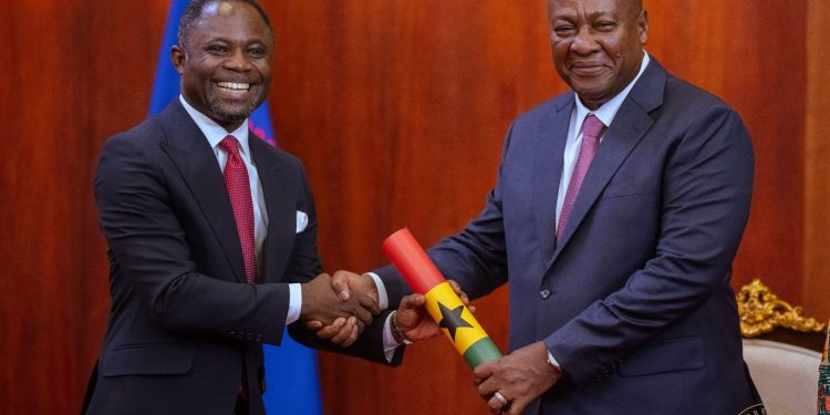 From the left: Minister for Health Kwabena Mintah Akandoh and President John Dramani Mahama