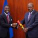 From the left: Minister for Health Kwabena Mintah Akandoh and President John Dramani Mahama
