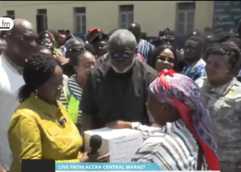 Vice President Prof Naana Jane Opoku -Agyemang with Accra Central Market Fire victims