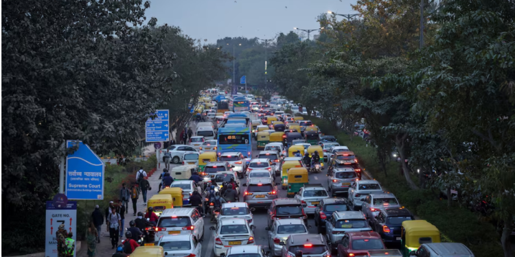Vehicles queue in a long traffic jam in New Delhi, India, February 19, 2026. REUTERS/Bhawika Chhabra Purchase Licensing Rights