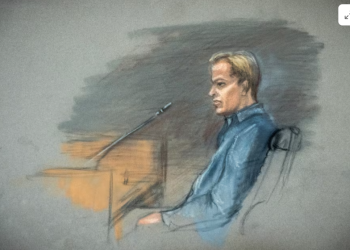 A court sketch shows Marius Borg Hoiby in the witness box in room 250 of the Oslo Courthouse, Oslo, Norway, February 5, 2026. NTB/Ane Hem/via REUTERS Purchase Licensing Rights