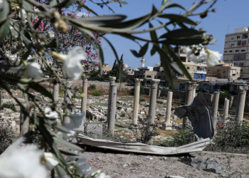 A piece of metal lies at of Al‑Bass Roman ruins, a UNESCO World Heritage site hit by an Israeli airstrike in Tyre, southern Lebanon June 25, 2026. REUTERS/Zohra Bensemra Purchase Licensing Rights